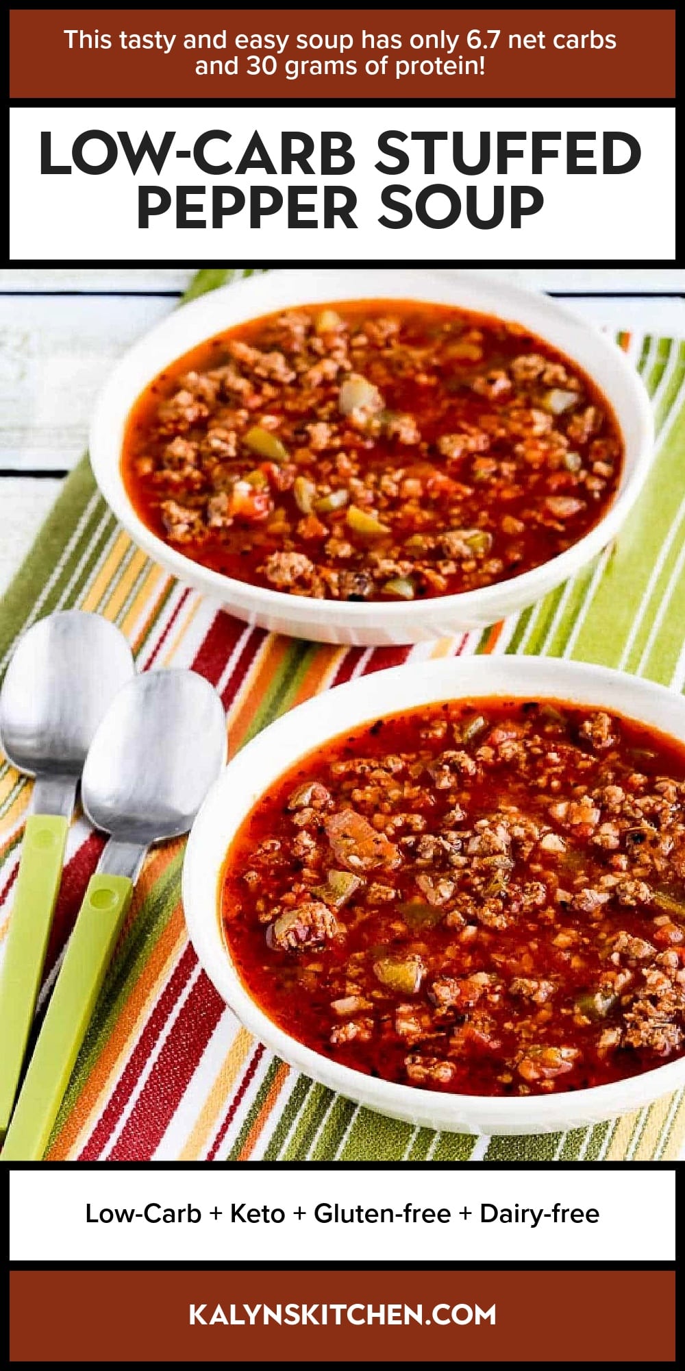 Pinterest image of Low-Carb Stuffed Pepper Soup