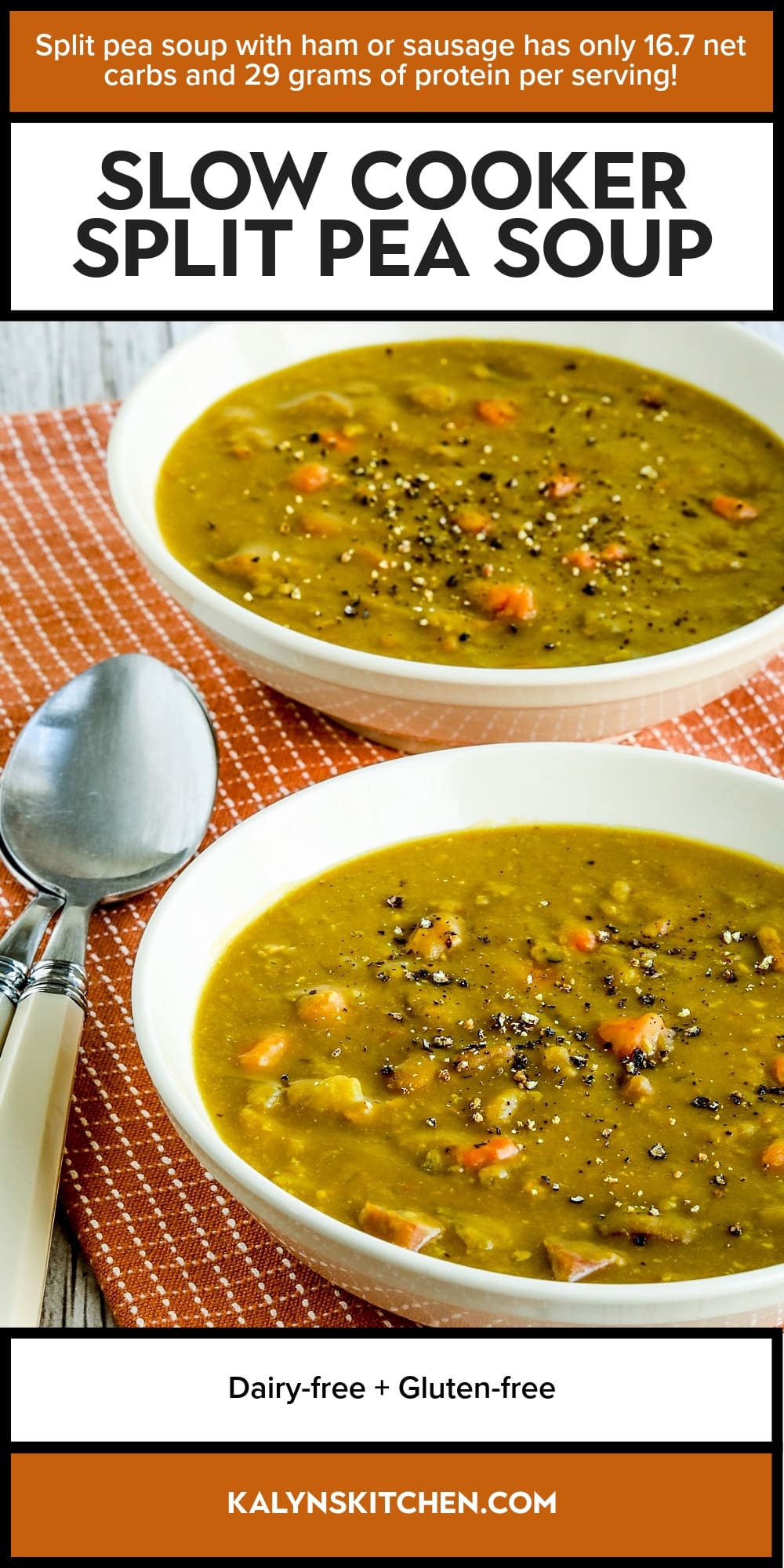 Pinterest image of Slow Cooker Split Pea Soup
