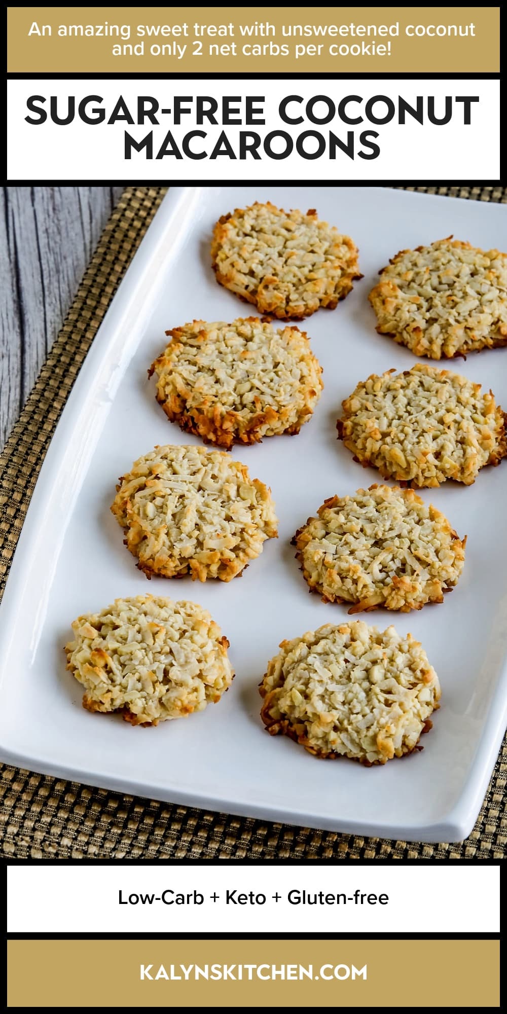 Pinterest image of Sugar-Free Coconut Macaroons