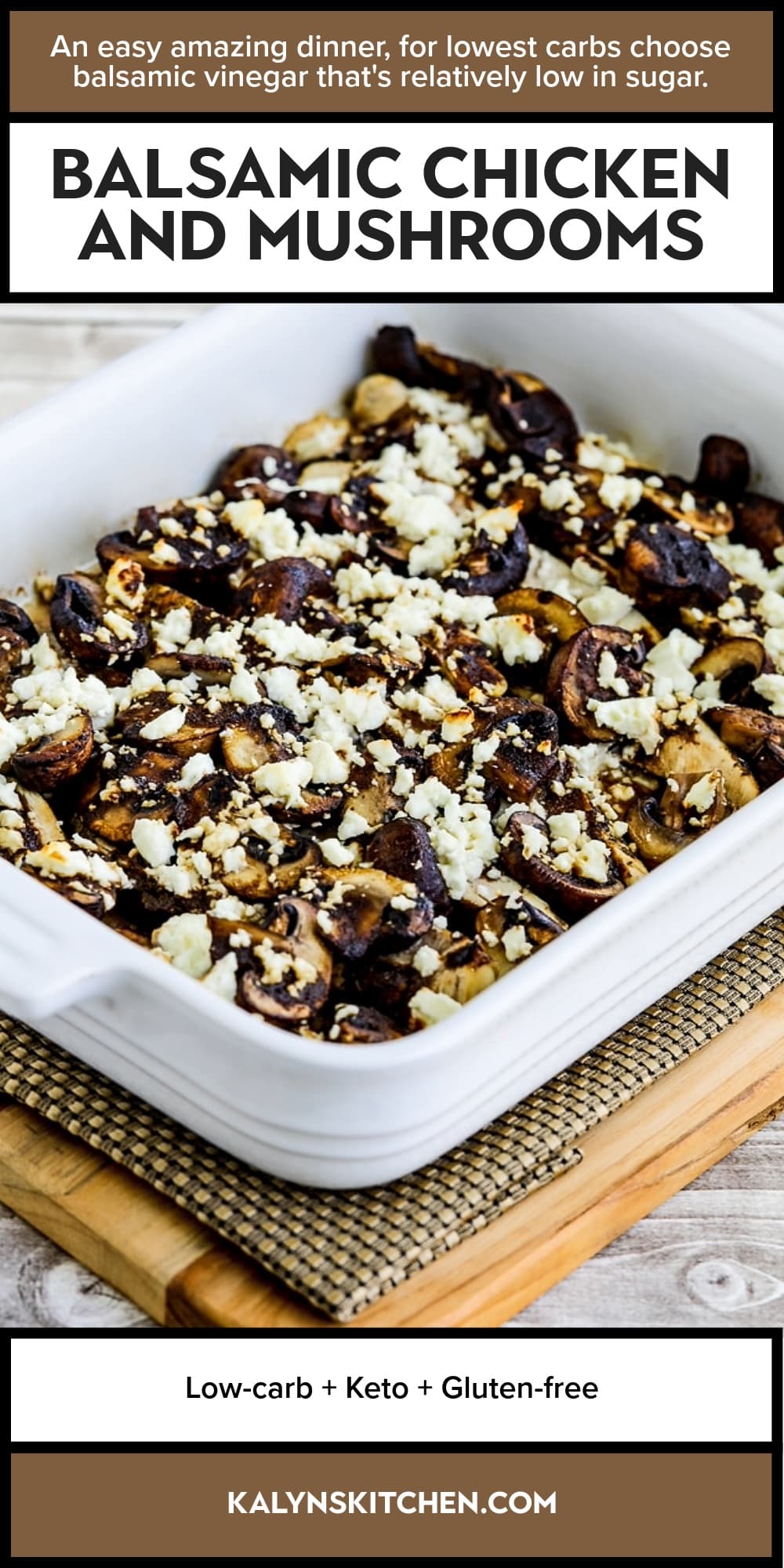 Pinterest image of Balsamic Chicken and Mushrooms