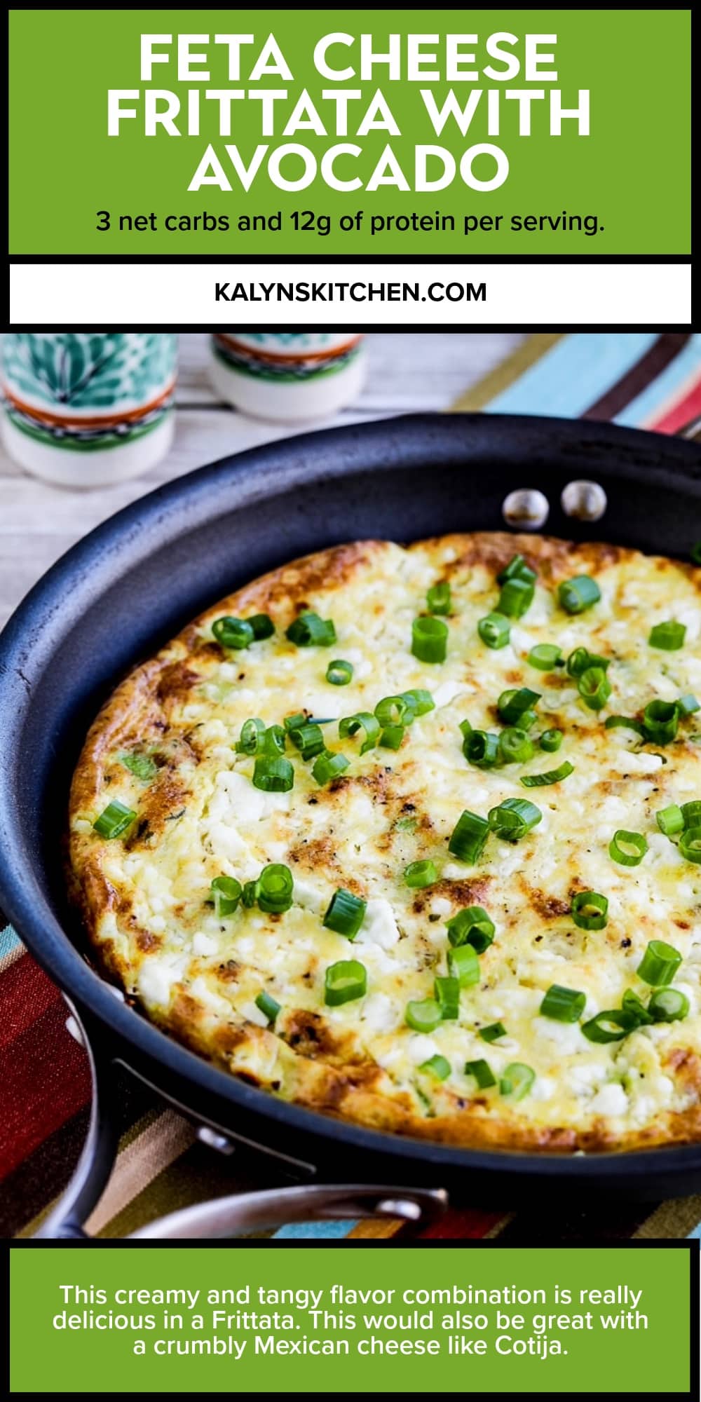 Pinterest image of Feta Cheese Frittata with Avocado