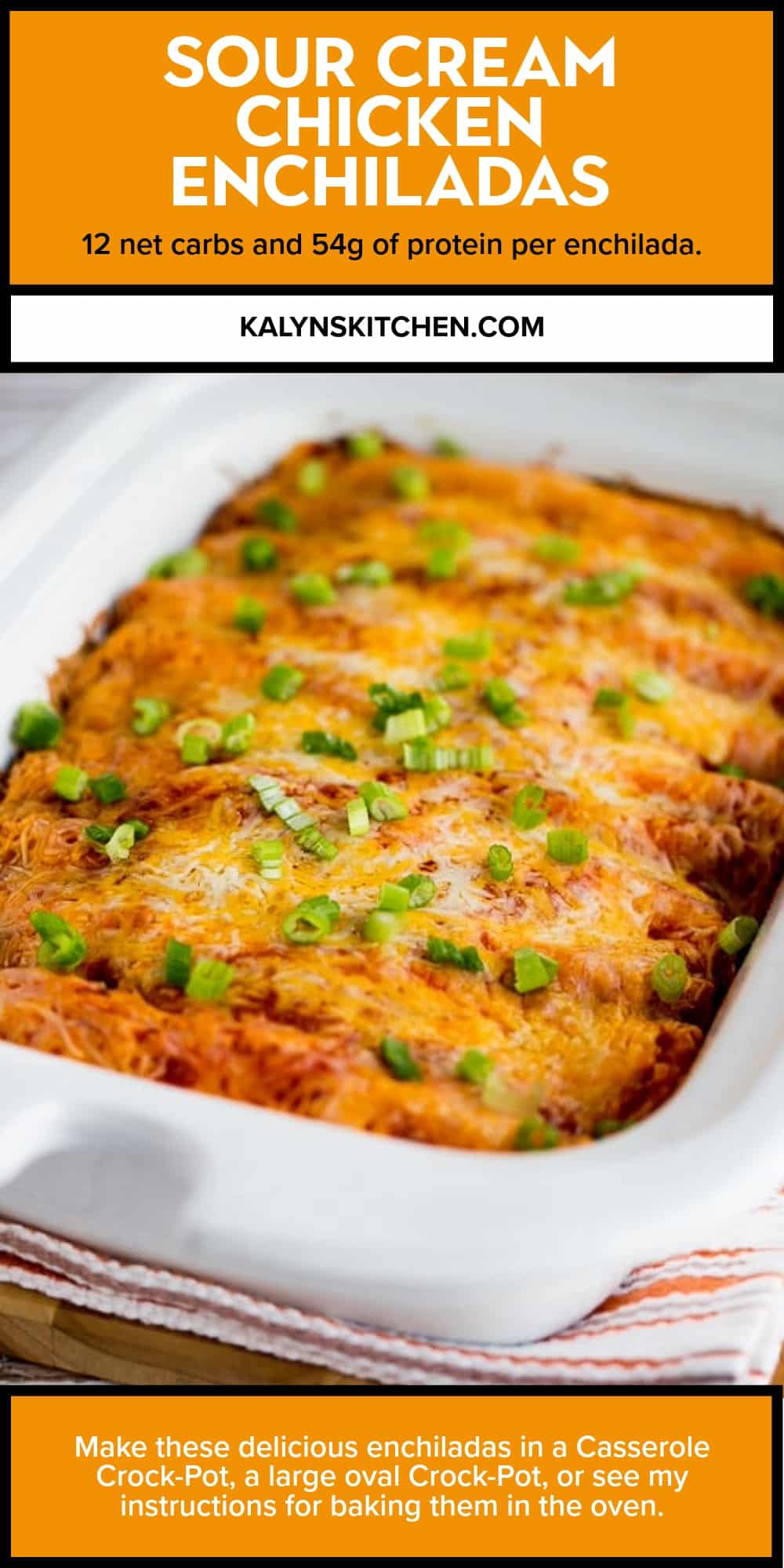 Pinterest image of Sour Cream Chicken Enchiladas