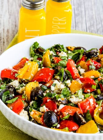 Square image of Roasted Pepper Salad in bowl.