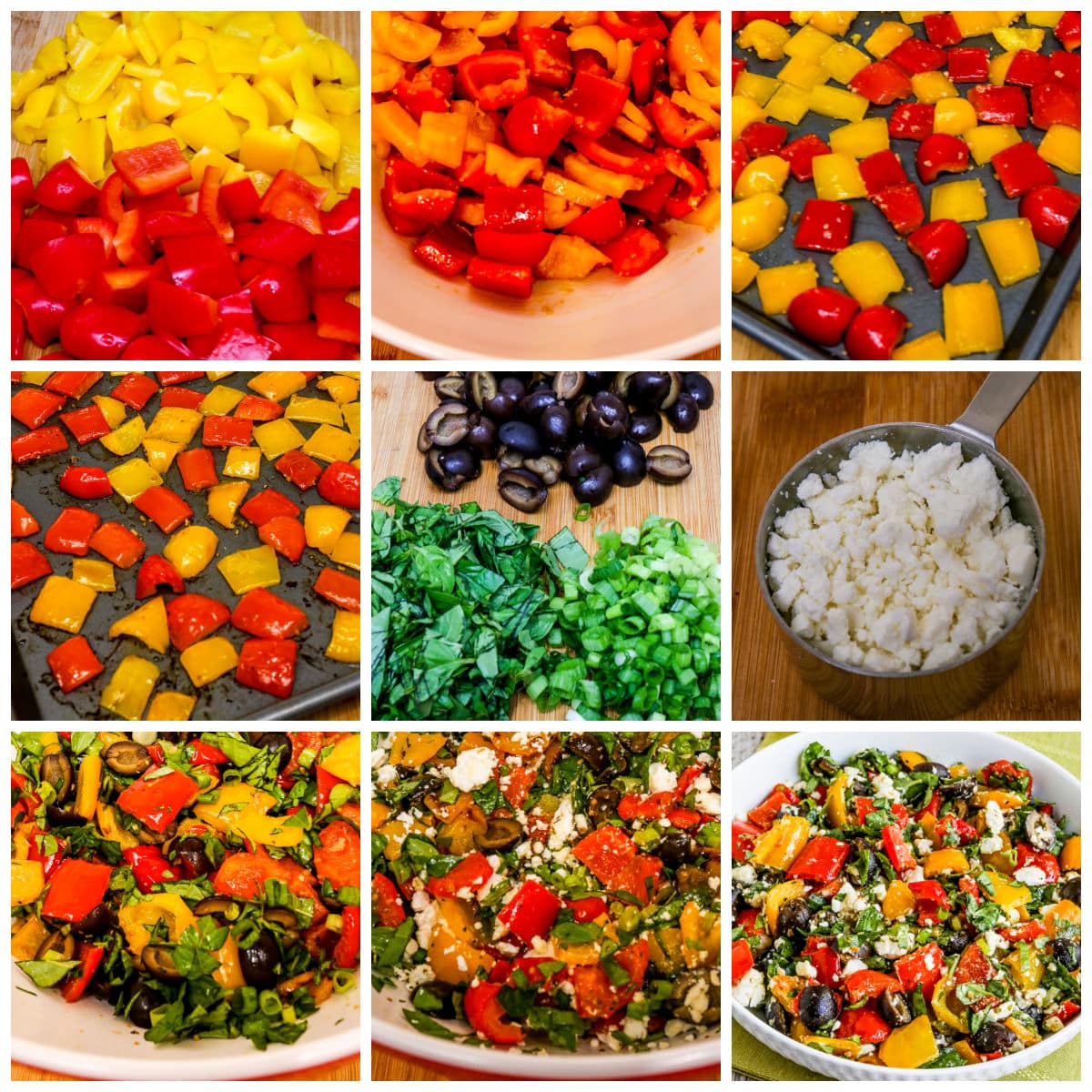 Process shots collage for Roasted Pepper Salad.
