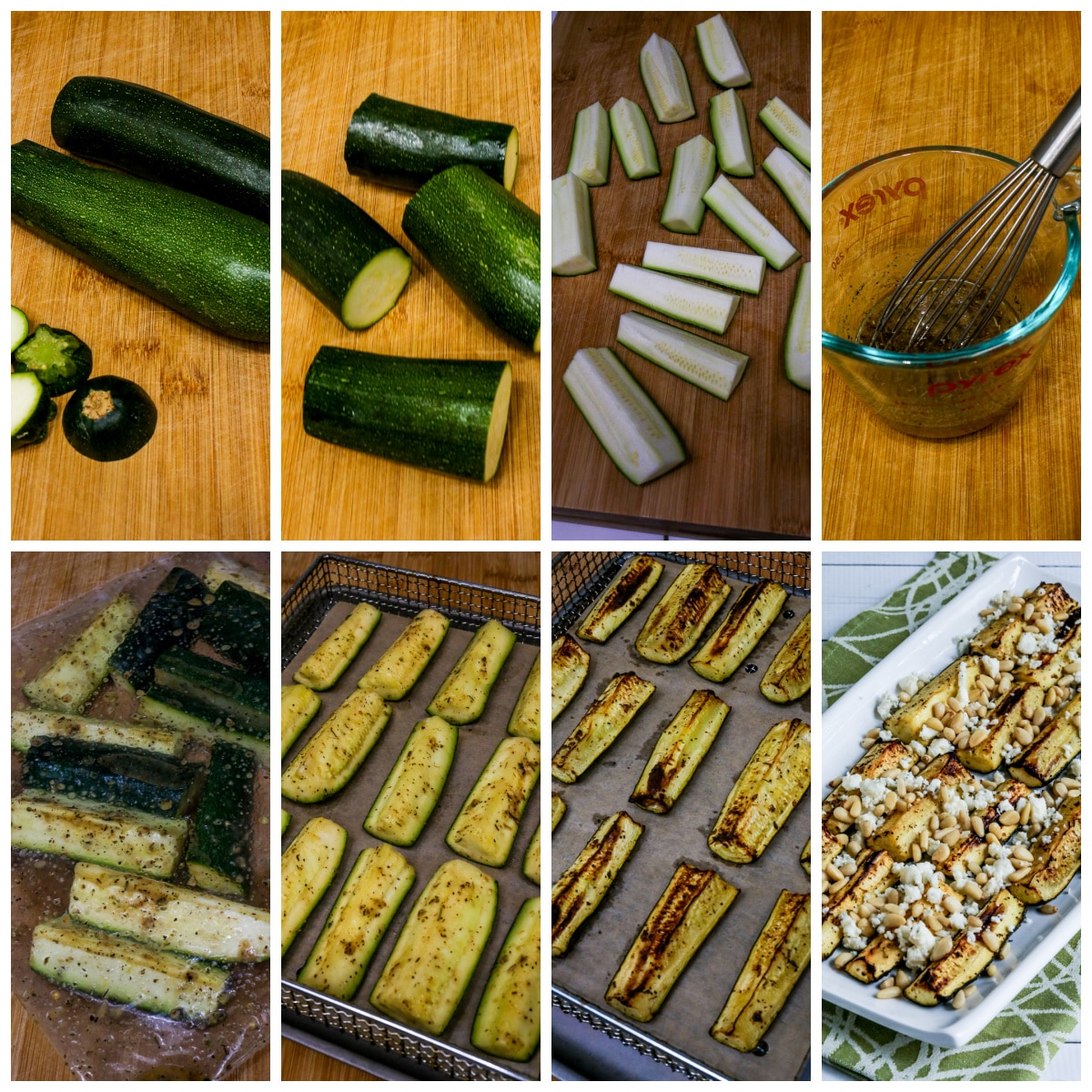 Air Fryer Zucchini collage showing recipe steps.